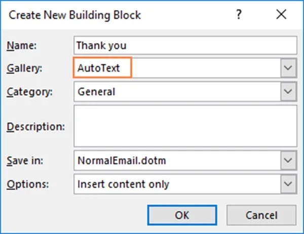 إنشاء نص افتراضي في Outlook
