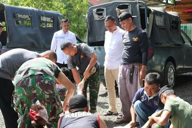 Kodim 0309/Solok Gelar Shalat Ied Serta  Potong Hewan Qurban Untuk Dibagi Ke Masyarakat