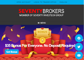 SeventyBrokers $35 Forex No Deposit Bonus