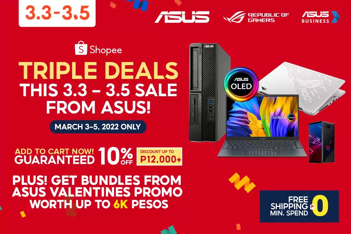 Exclusive deals on selected ASUS and ROG products with Shopee 3.3 Sale!