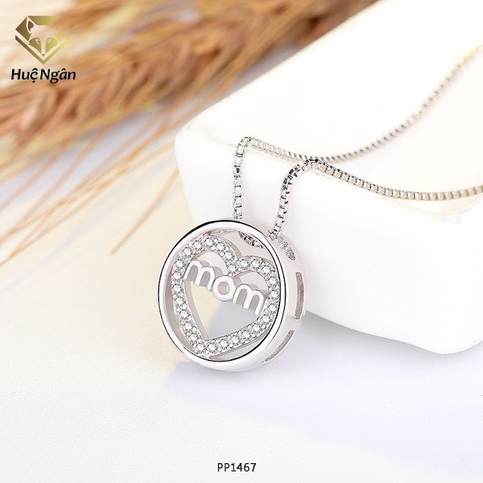 Mall Shop [ huengan_jewelry ] Dây chuyền bạc Ý 925 Huệ Ngân - I Love Mommy PP1467