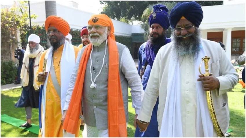 Prime Minister Narendra Modi during a meeting with a Sikh delegation at his residence in New Delhi on Friday/ Image Source: PMO