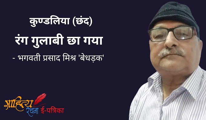 रंग गुलाबी छा गया - कुण्डलिया छंद - भगवती प्रसाद मिश्र 'बेधड़क'