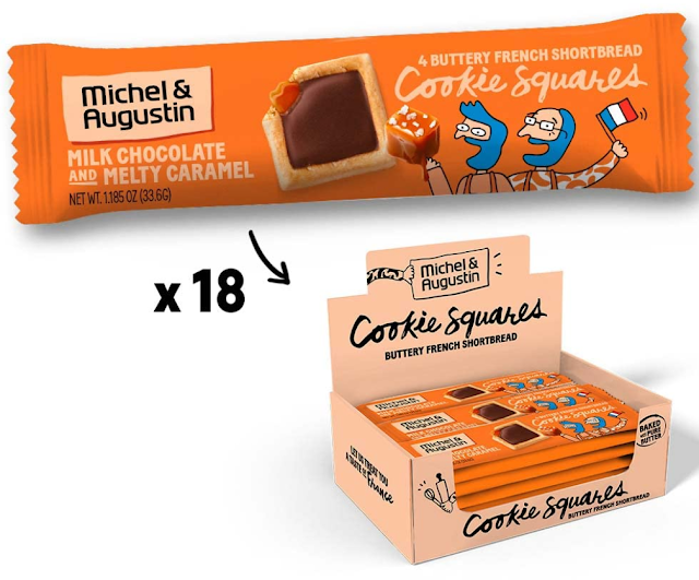 Michel et Augustin Gourmet Chocolate Cookie Squares, Milk Chocolate & Caramel