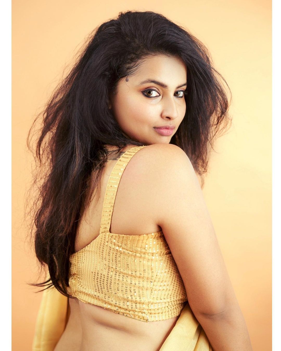 Anicka Vikramman Flaunts her Hourglass Figure In a Yellow Saree on Instagram (View Pics)