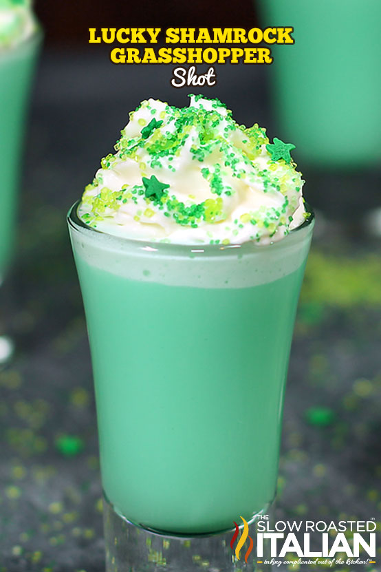 grasshopper shot with whipped cream on top