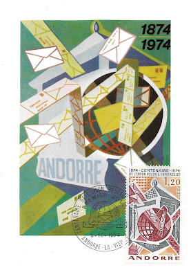 Maxicard "Centenaire de l'Union Postale Universelle" - Andorre 1974