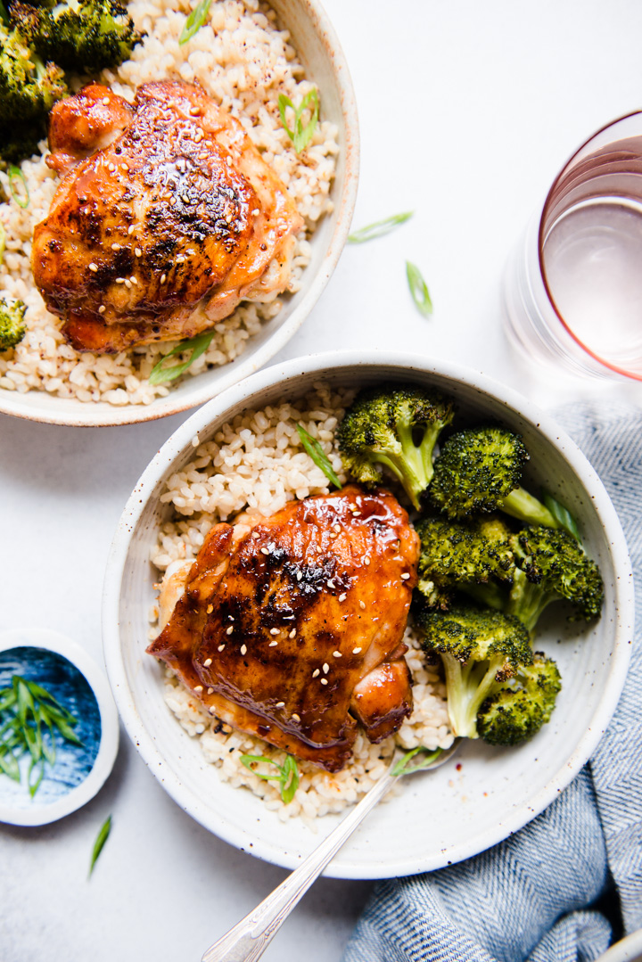 Sticky Chicken Thighs with Broccoli - easy Biblically clean dinner idea | Land of Honey