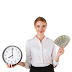 Female Model with US Dollars and Clock Transparent Image