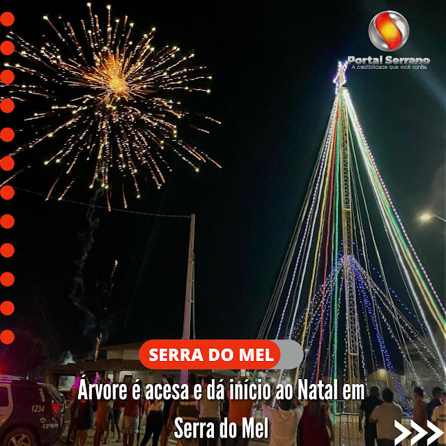 Árvore é acesa e dá início ao Natal em Serra do Mel