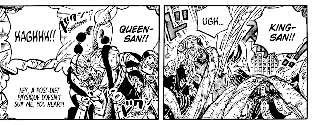 Review Manga One Piece 1053 Queen dan King dikalahkan Admiral Ryokugyu Aramaki