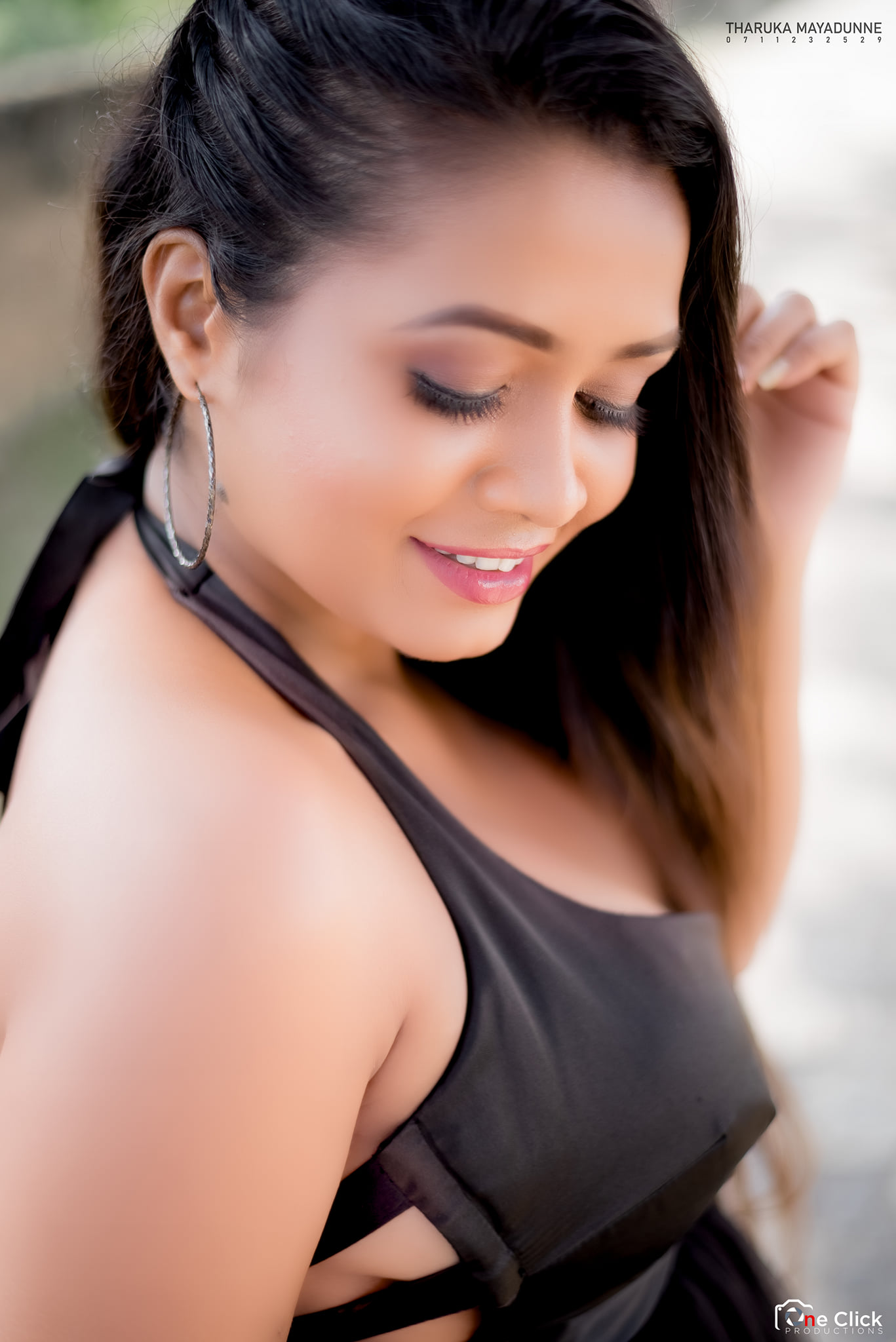 model Ashi Edirisinghe hot short black dress birthday shoot