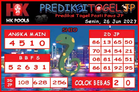 Prediksi Togel Hongkong JP Senin 26 Juni 2023