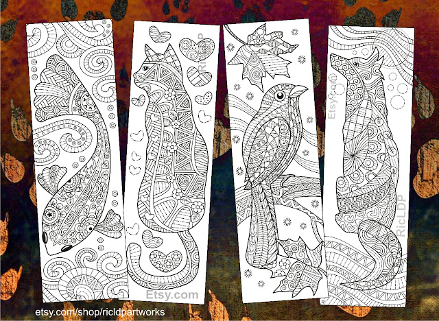Zentangle Animals Bookmarks