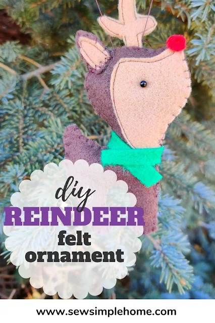 Stitch up your own diy felt reindeer ornament with this free the PDF sewing pattern.