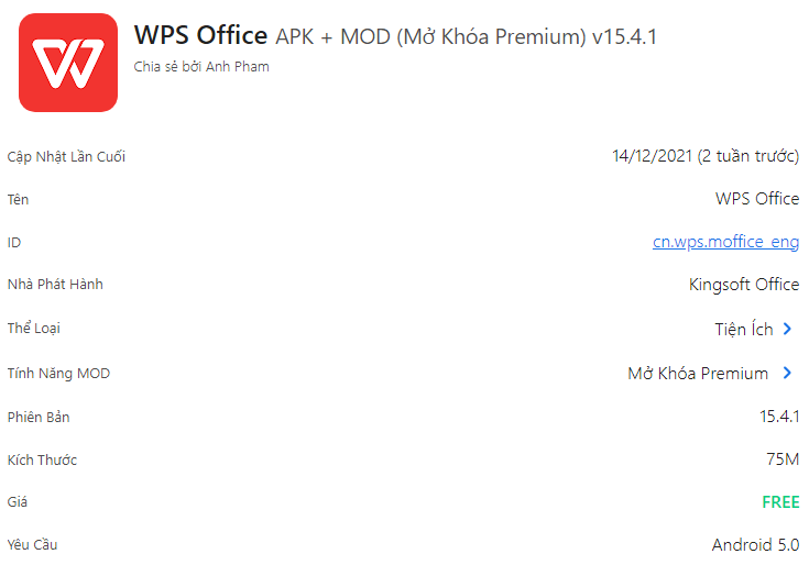 WPS Office APK + MOD (Mở Khóa Premium)