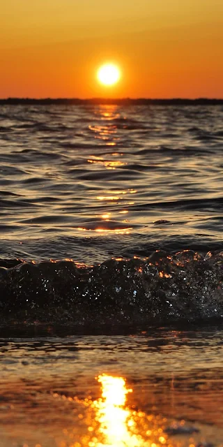 Sunset beach, sun, waves, sea, ocean wallpaper. Download free Nature hd wallpaper