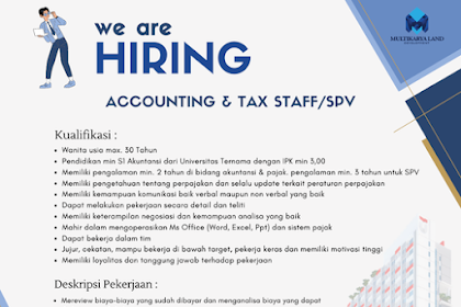 Lowongan Kerja Accounting & Tax Staff/ SPV PT Multi Karya Utama Abadi