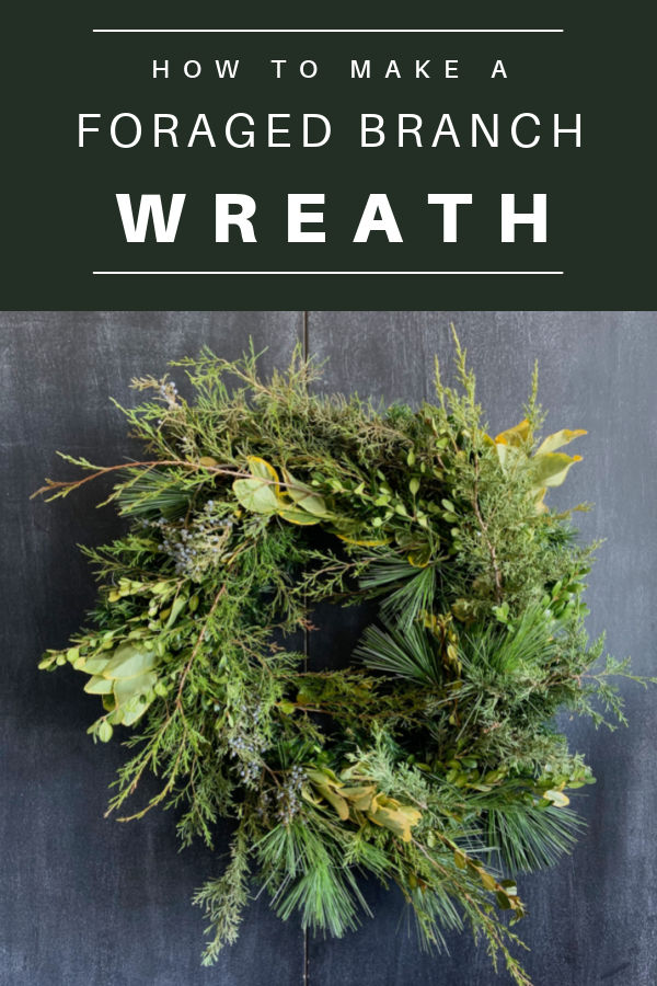 How to Make a Foraged Branch Wreath using a plain ever green