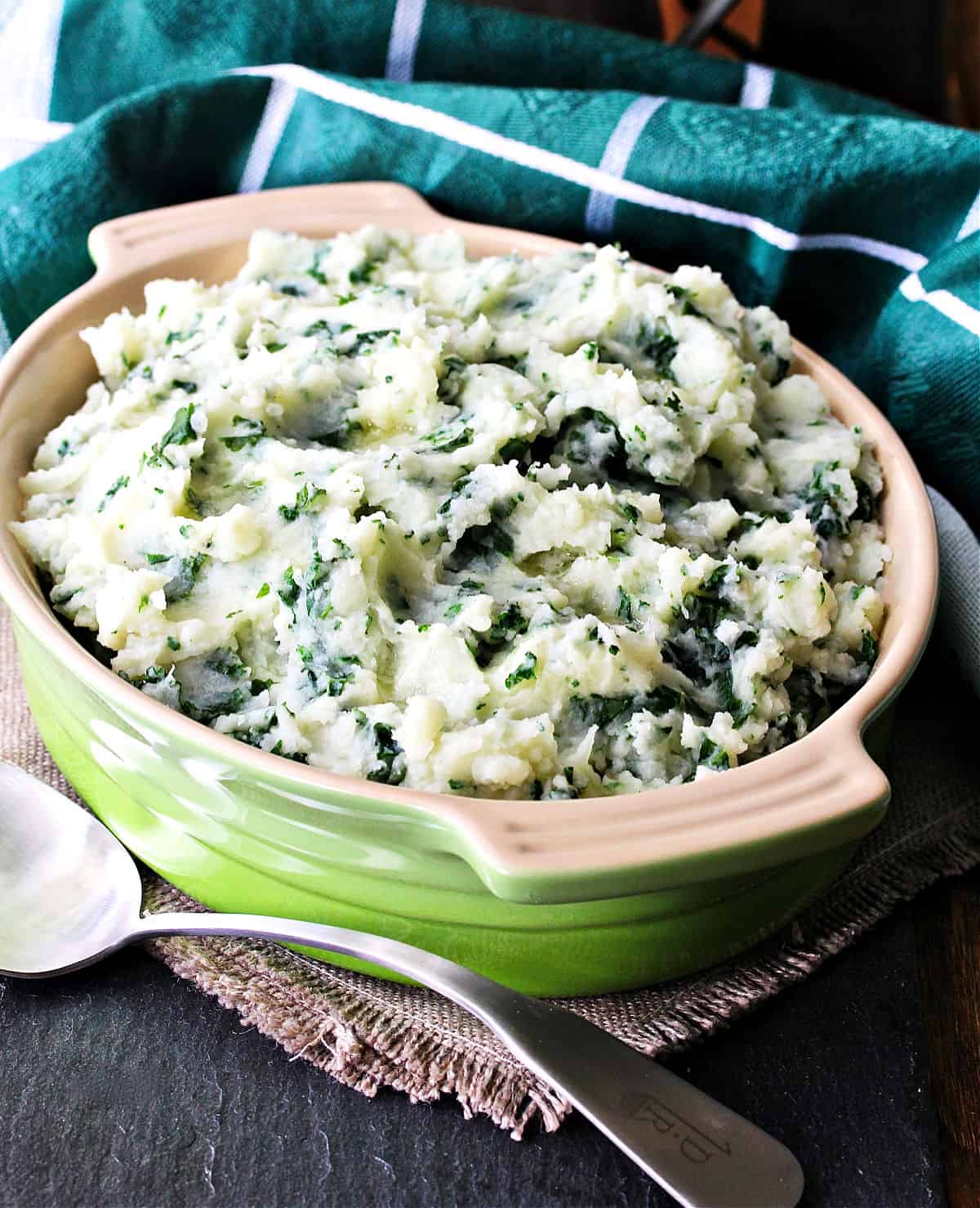 Colcannon mashed potatoes with kale.