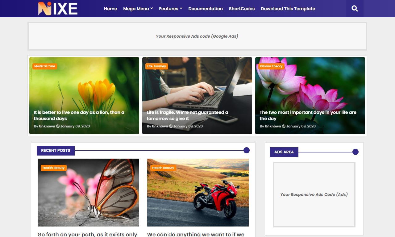 Nixe Blogger Template