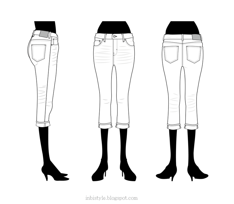 Skinny Cuffed Jeans Vectors
