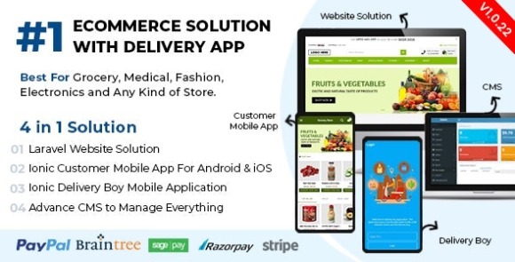 Solução de comércio eletrônico com aplicativo de entrega para mercearia, comida, farmácia, qualquer loja / Laravel + aplicativos Android anulados v1.0.22