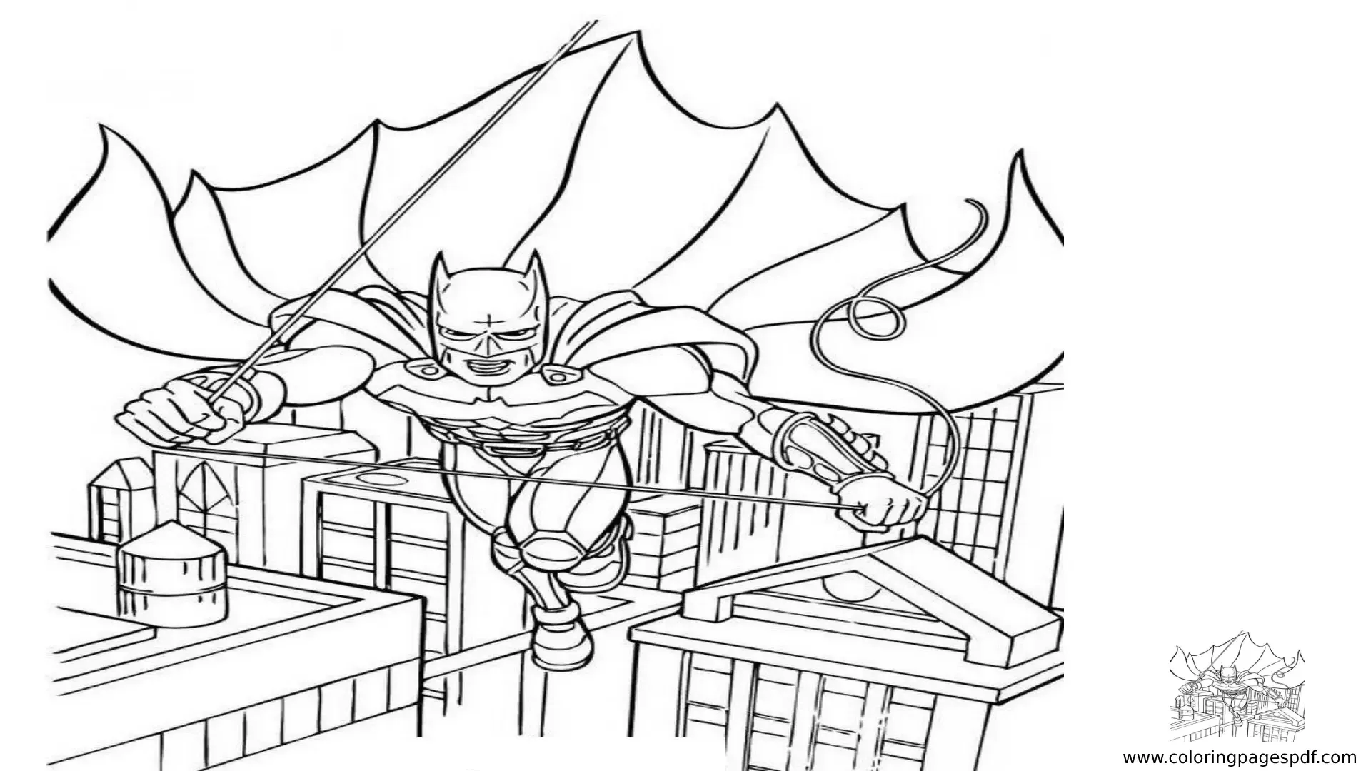 Coloring Pages Of Batman Rope Swinging
