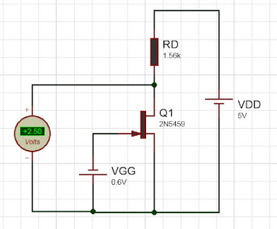 simulated circuit diagram of fixed gate bias JFET