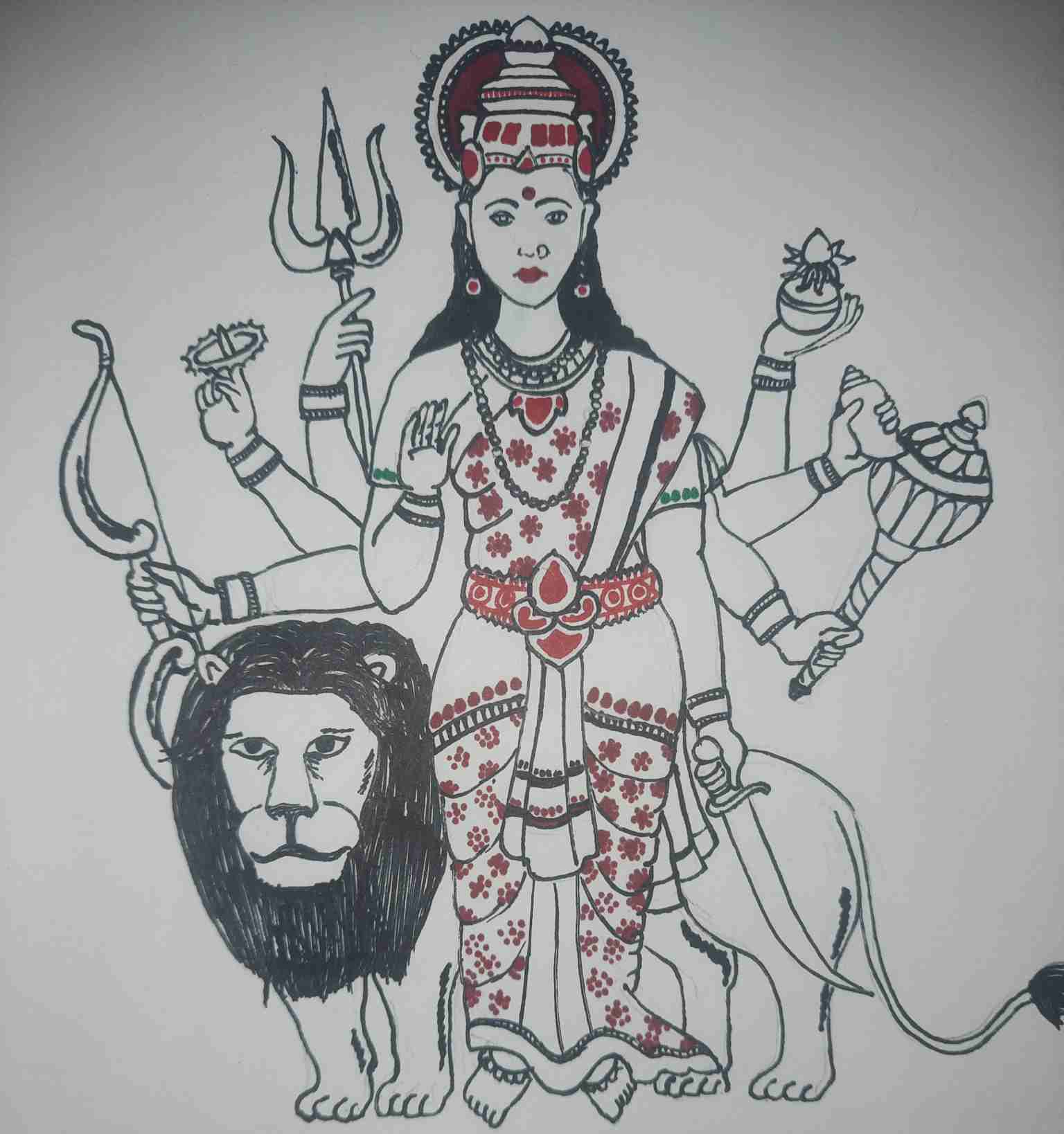 Devi Durga maa drawing image