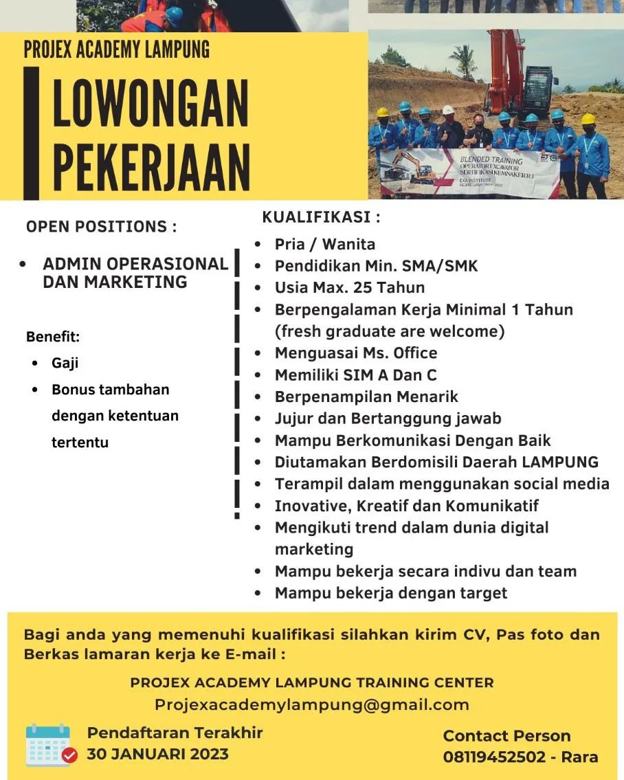Lowongan Kerja Projex Academy Lampung
