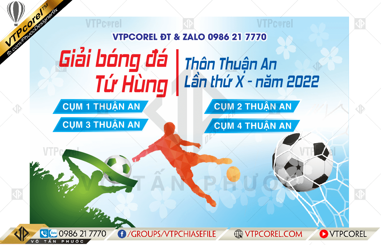 Giải bóng đá Tứ hùng nền xanh dương nhẹ nhàng CDR12