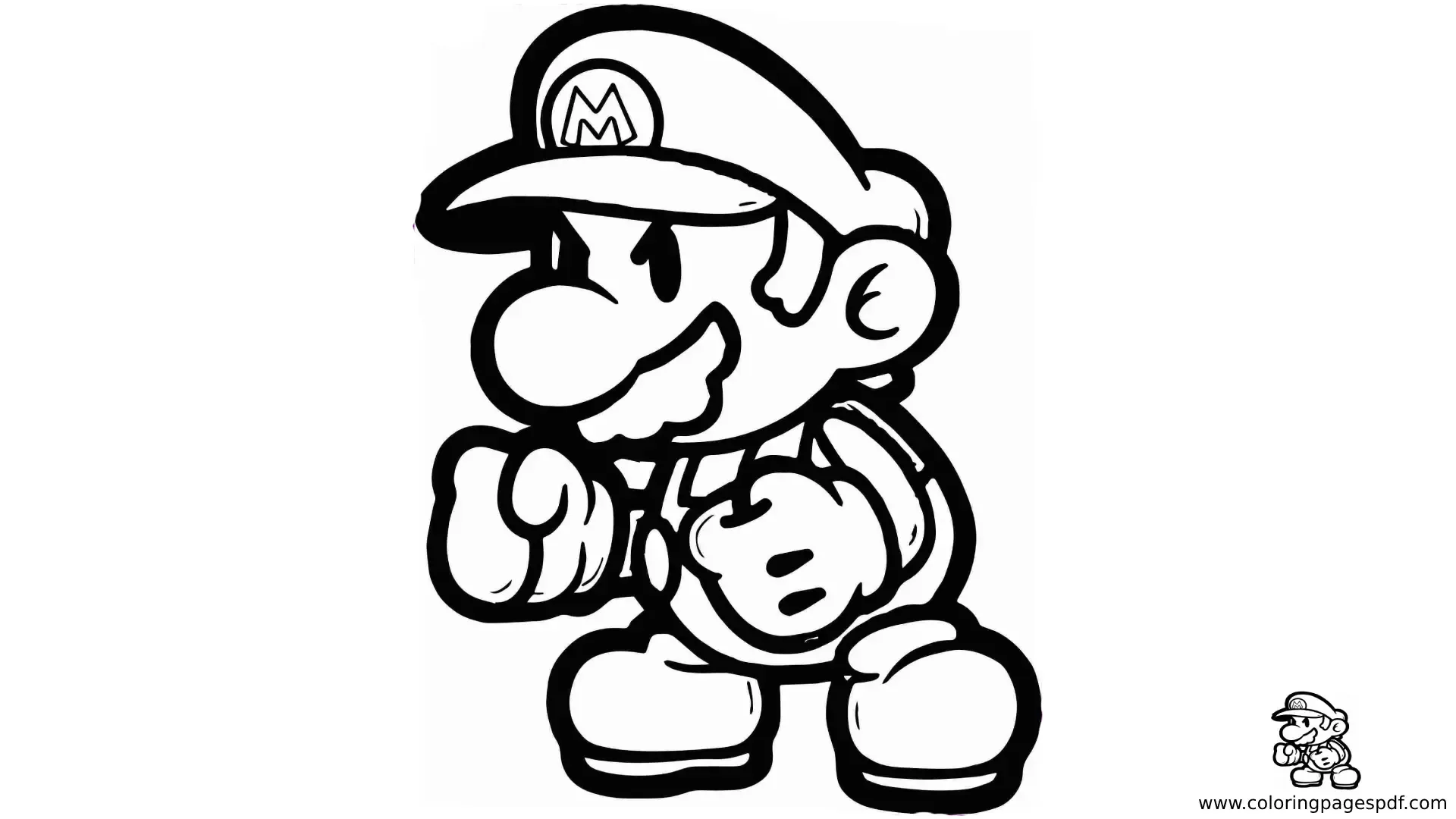 Coloring Pages Of Mini Mario Fighting Pose