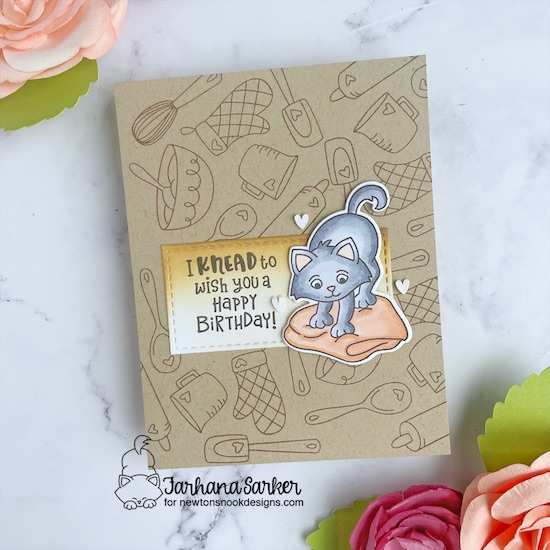 Cat Birthday Card by Farhana Sarker | Knead Kittens Stamp Set, A7 Frames & Banners Die Set, and Made from Scratch Stamp Set by Newton's Nook Designs. #newtonsnook