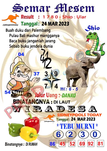 Prediksi Semar Mesem SDY Hari Ini JP 24 Maret 2023