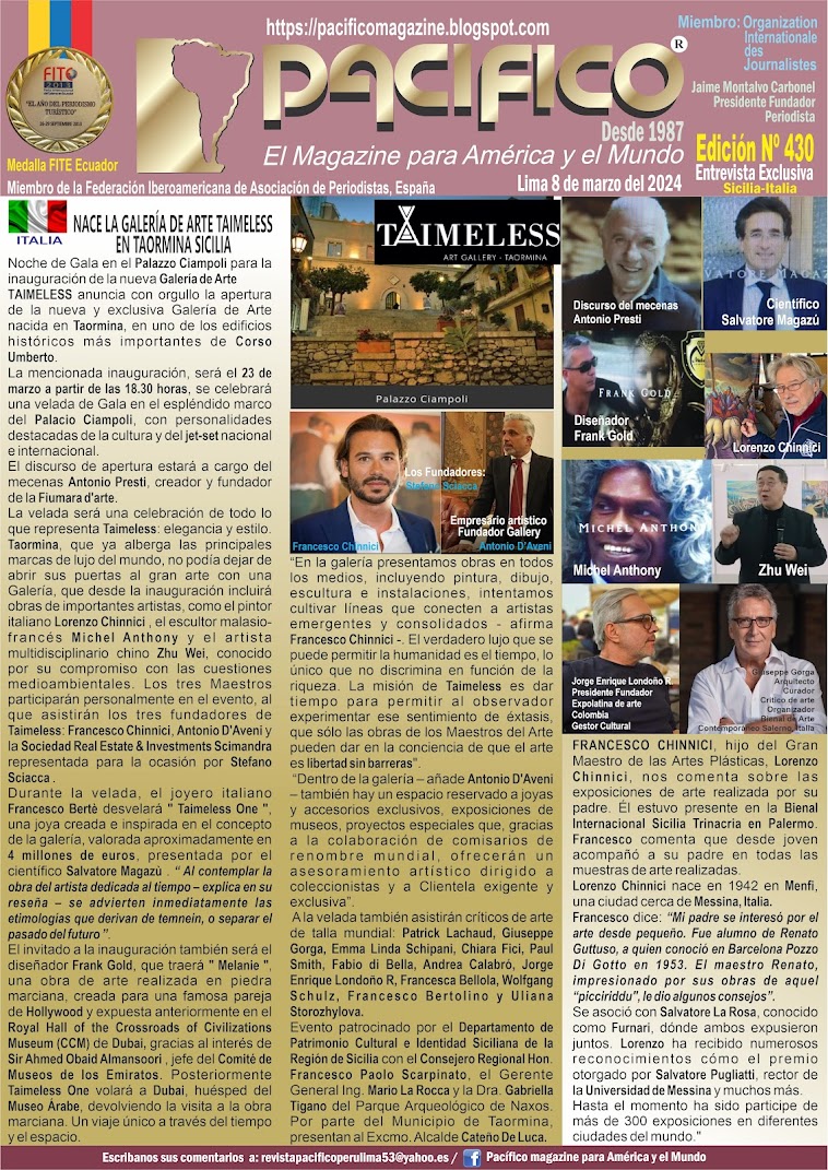 Revista Pacifico N° 430  Entrevista Exclusiva Sicilia Italia