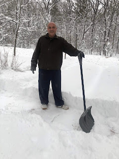 winter, snow, man, shoveling snow