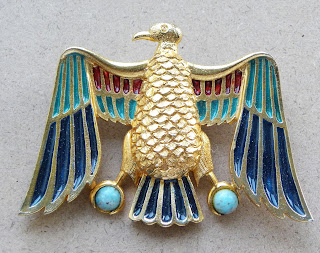 Egyptian eagle brooch large enamelled