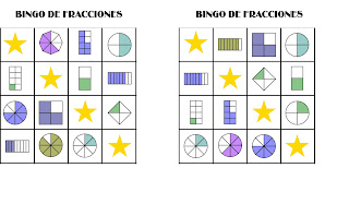 Bingo de fracciones modificado (Medios, cuartos y octavos)