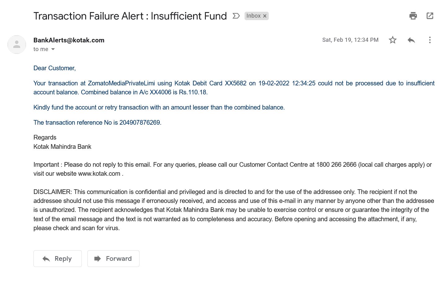 Kotak Mahindra Bank - Insufficient Fund - Data Leak - 01