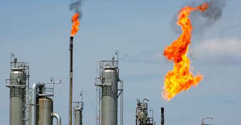 Gas flaring at onshore oil platform