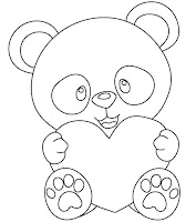 Panda with heart coloring page for kids