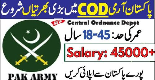 Today Pak Army COD Jobs 2024 Central Ordnance Depot 