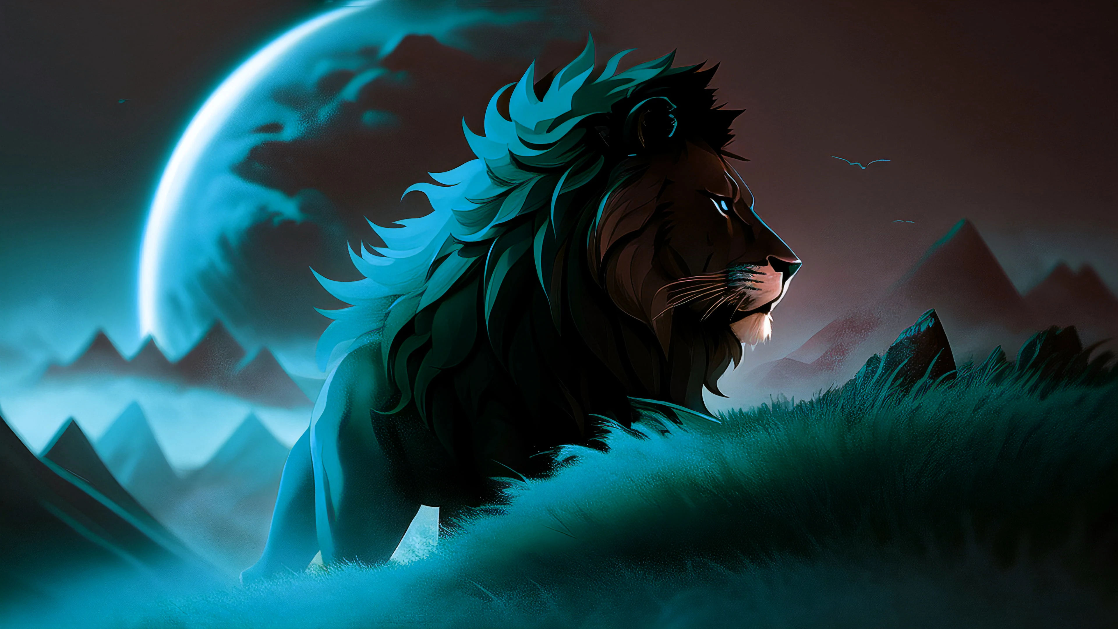 Stable Diffusion, 4K, AI art, lion, digital art, illustration, HD wallpaper