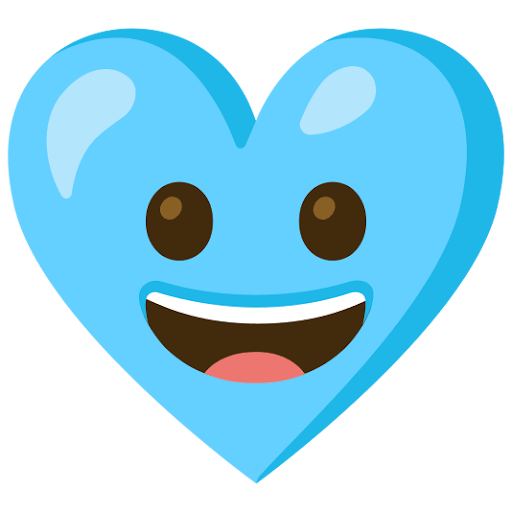 Sky blue love heart smiley emoji