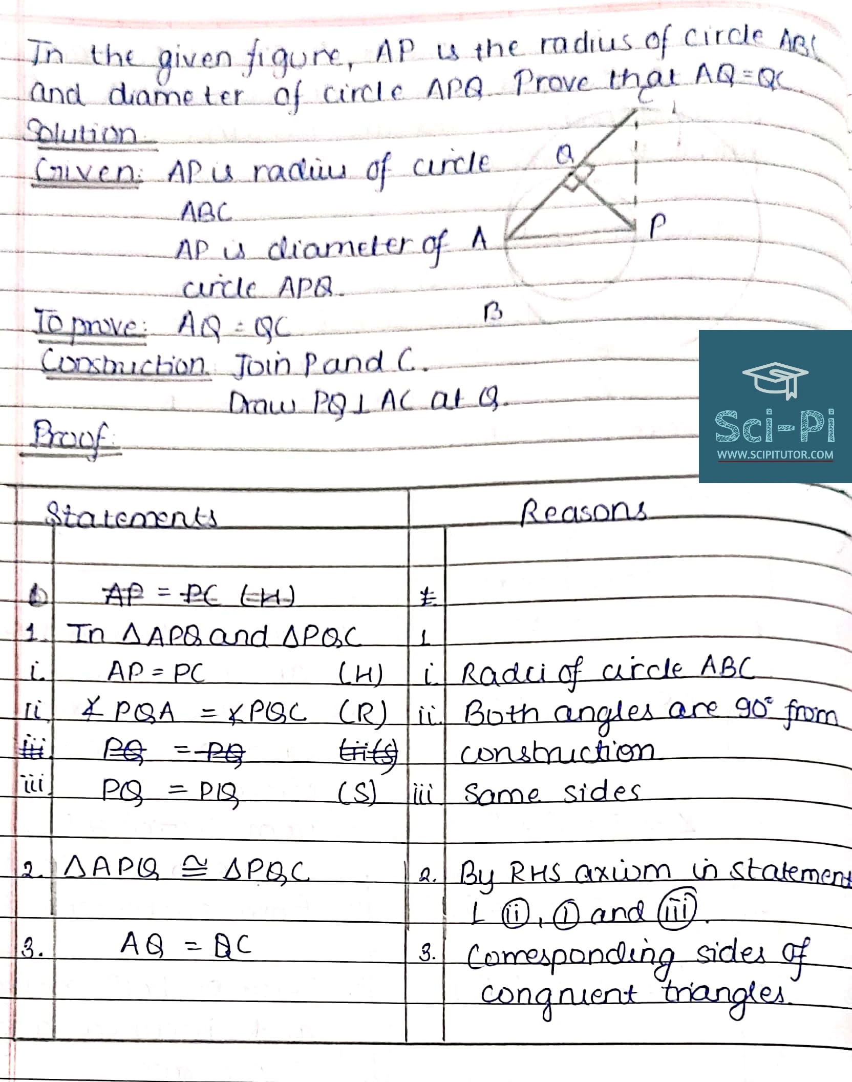 Class 10 - Geometry - Circle - Solved Exercises and Theorem Proofs | vedanta Excel in Mathematics