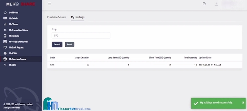 How to calculate Holdings days in Mero share 8