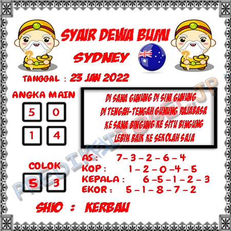 Syair Dewa Bumi Sydney Minggu 23-Jan-2022