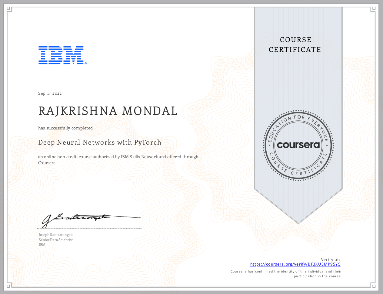 Coursera BF3XUSMP95Y5