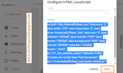 Add Live Traffic Feed widget to Blogger 4